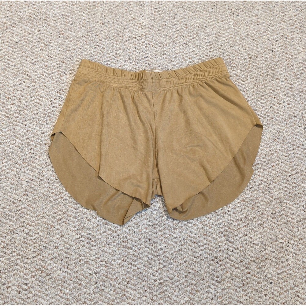 Tribe Kelley Faux Suede Shorts Womens Large Tan Brown Soft Summer Beach